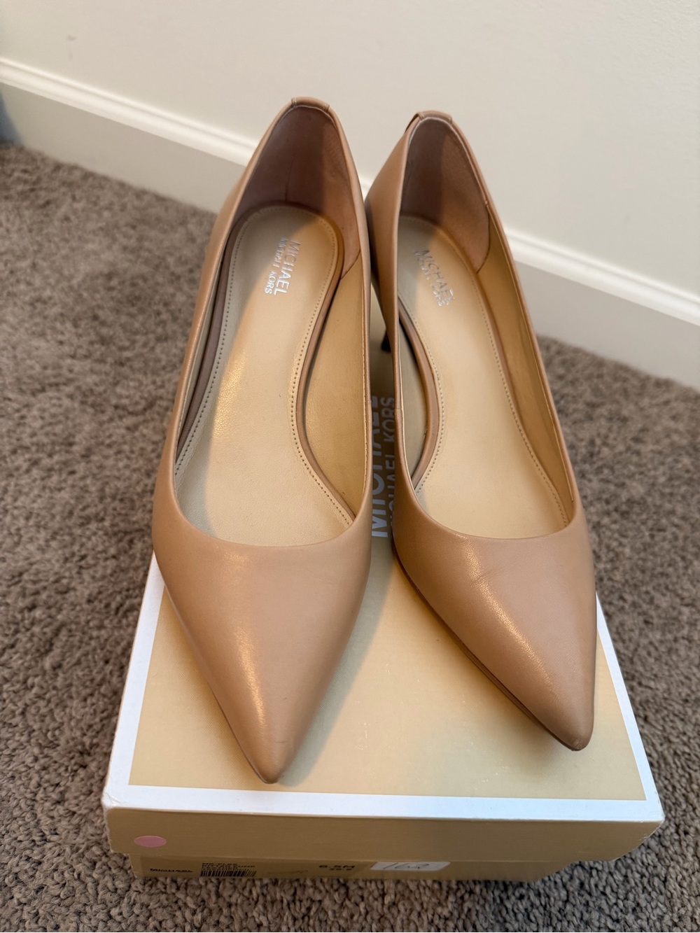 Michael Kors Beige Pointed-Toe Leather Pumps